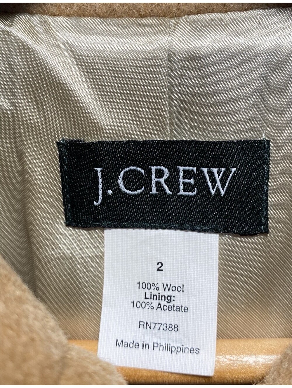 Wool J CREW size 2 camel-colored double-breasted pea coat - Picture 7 of 8